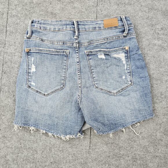 Judy Blue Skort Womens Small Blue Denim Asymmetrical Wrap Distressed Raw Hem - Picture 7 of 7